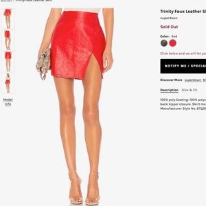 Super Down Red Faux Leather Skirt